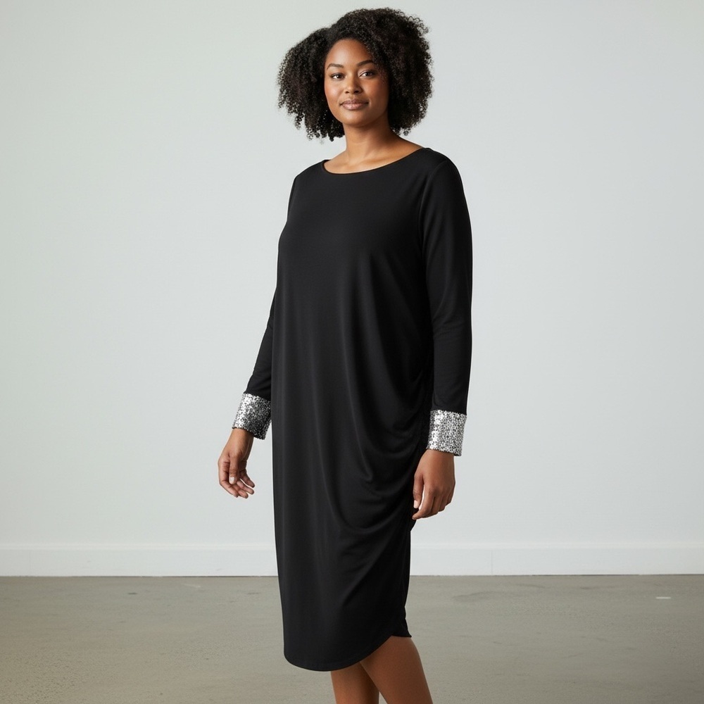 Blu Sage Jeweled Midi Low Back / Backless Dress. Black Size 22W #1080 NWT
